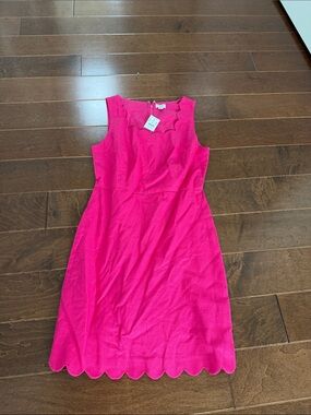 Women’s Scalloped Sheath Dress in Hot Pink jcrew factory nwt